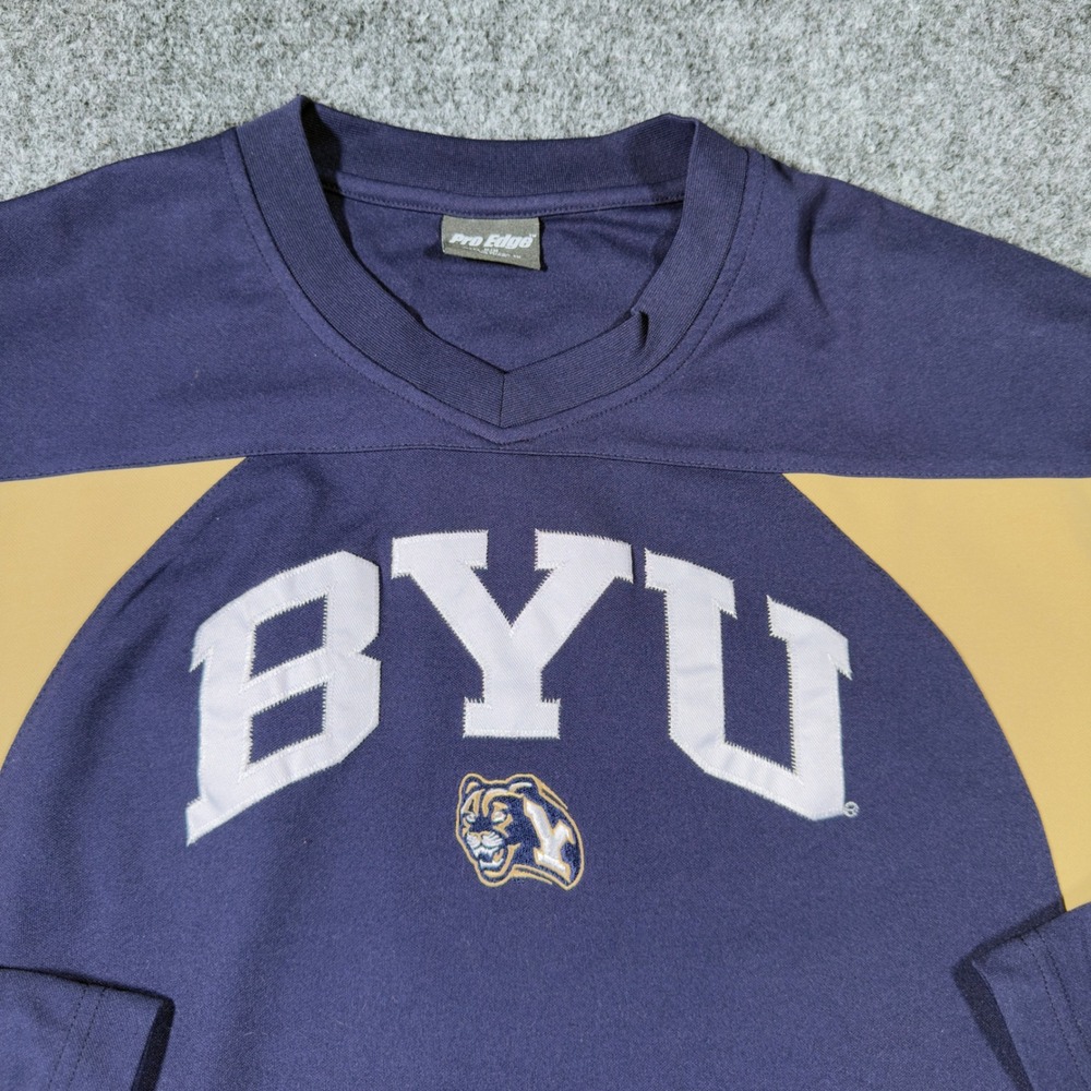 Vintage BYU Cougars Jersey Mens Medium Blue Gold Long Sleeve ProEdge